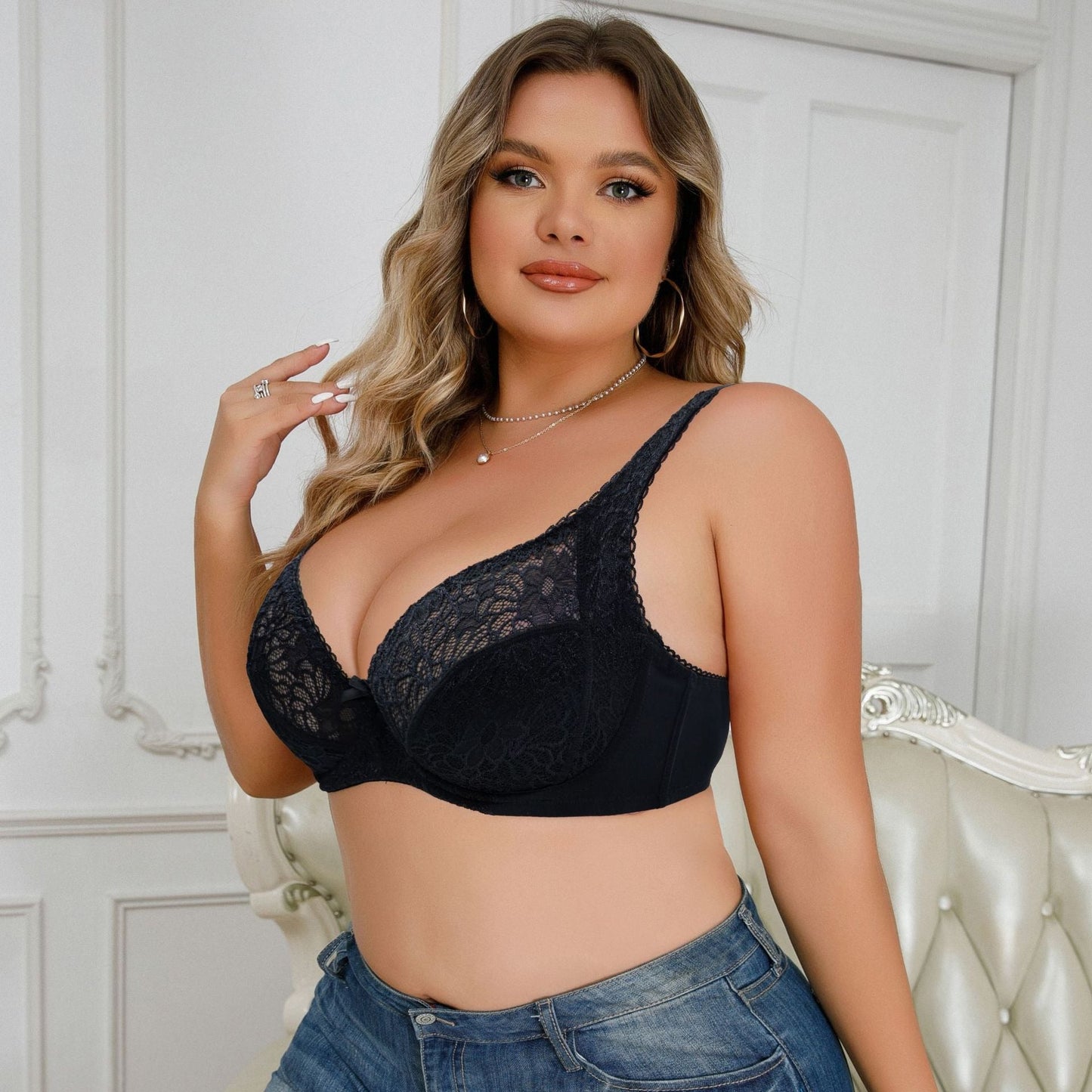 COMFORTABLE PLUS SIZE LACE BRA
