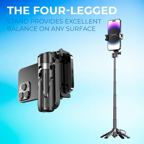🔥 4-in-1 Multifunctional 360° Rotation Selfie Stick with Wireless Detachable Remote Control
