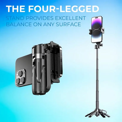 🔥 4-in-1 Multifunctional 360° Rotation Selfie Stick with Wireless Detachable Remote Control