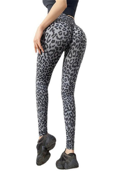 Leopard print hip yoga fitness pants