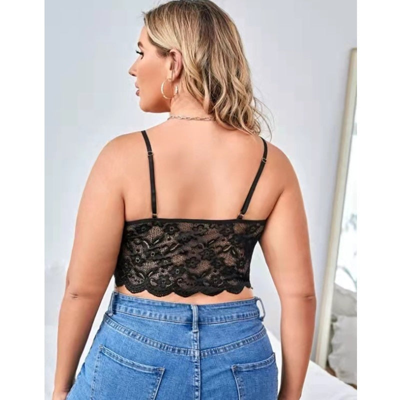 Lace Top Plus Size Push Up Wirefree Bra