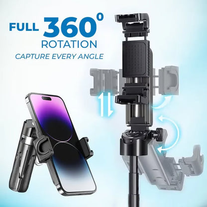 🔥 4-in-1 Multifunctional 360° Rotation Selfie Stick with Wireless Detachable Remote Control