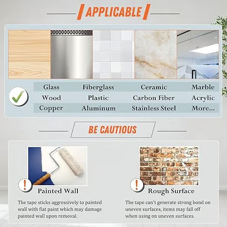 ✨Extra Large Double Sided Tape , Clear & Tough Nano Tape, Multipurpose Mounting Tape