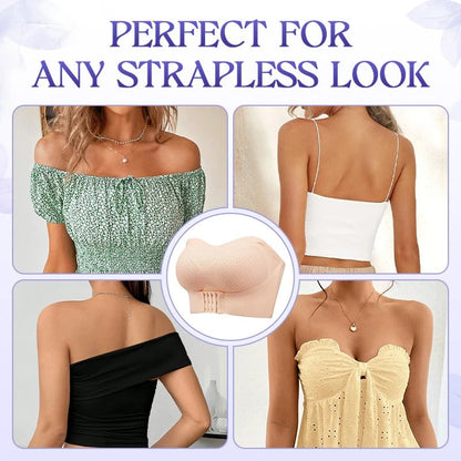 Breathable Non Slip Strapless Front Buckle Push Up Bra