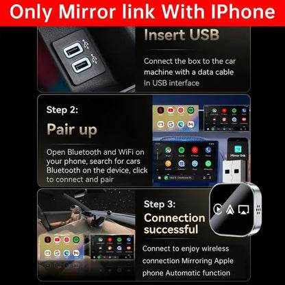 2026 Upgrade 3 in 1 Screen Mirror Phone, wired to wireless Carplay adapter