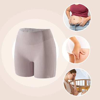 Women High-waist Ice Silk Underwear with Tummy-control Hip-lifting