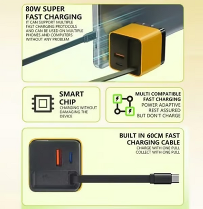 🎁✨3 in 1 Charger Retractable 80W MAX Fast