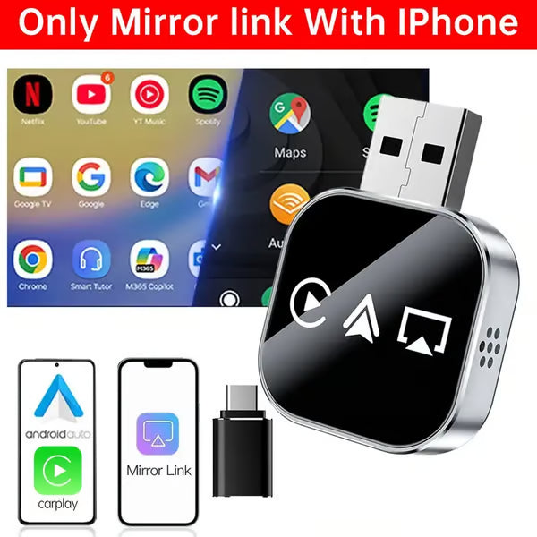 2026 Upgrade 3 in 1 Screen Mirror Phone, wired to wireless Carplay adapter
