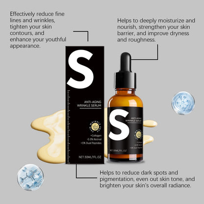 Retinol & Peptide Anti-Aging Wrinkle Serum, Brightening Serum for Fine Lines