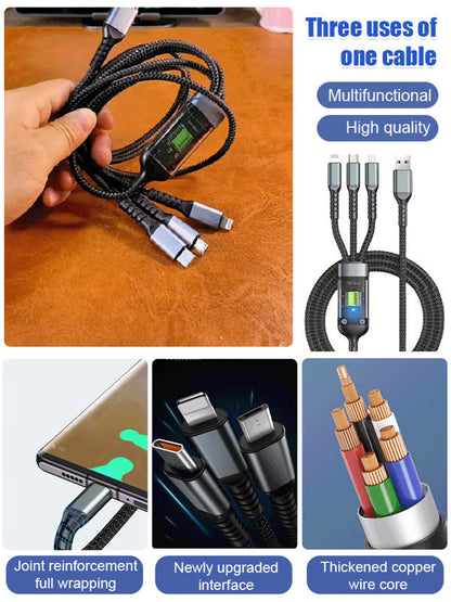 Transparent Luminous Charging 3-in-1 Data Cable