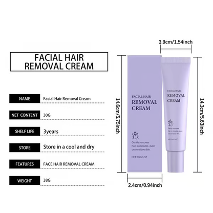 Gentle and Painless Facial Hair Removal Cream
